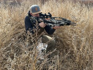 Author shooting a Wicked Ridge Crossbows RDX 410